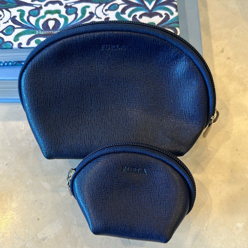 2 matching Furla cosmetic bags purchased in Italy Never used 6” x 4” 3.5” x 2.5”